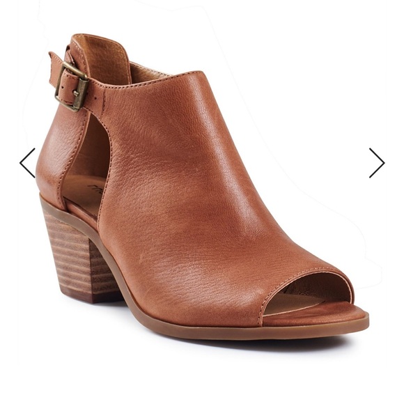 Lucky Brand Shoes - Lucky Brand Barimo Open Toe Leather Bootie in Overflow Brown, 7.5M